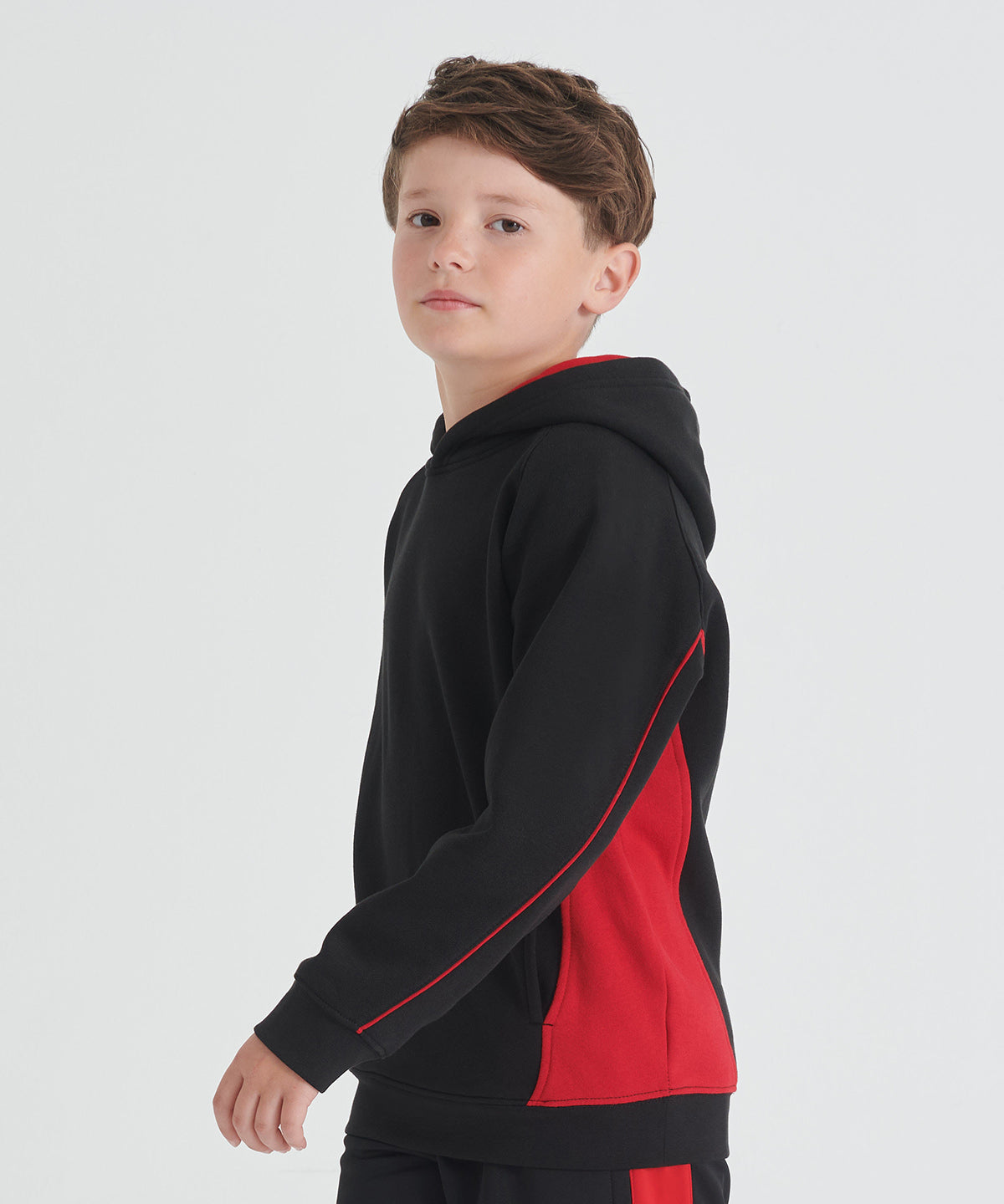 Finden & Hales Kids pullover hoodie Black/Red