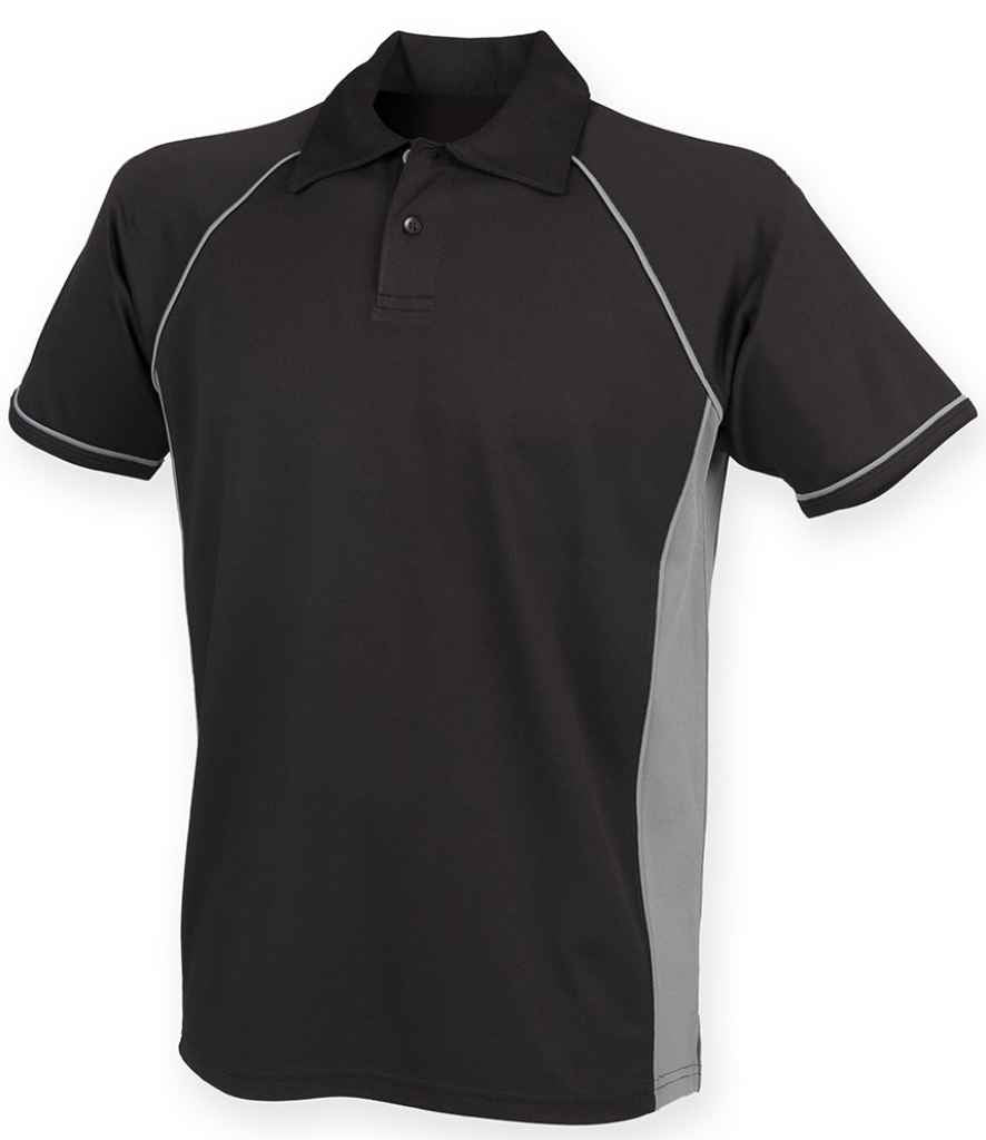 Finden & Hales Finden + Hales Performance Piped Polo Shirt Black/Grey