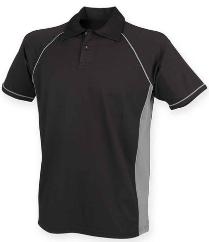 Finden & Hales Finden + Hales Performance Piped Polo Shirt Black/Grey