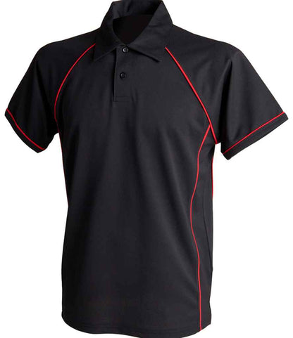Finden & Hales Finden + Hales Performance Piped Polo Shirt Black/Red