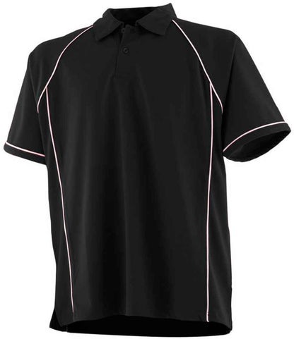 Finden + Hales Performance Piped Polo Shirt in Black/White
