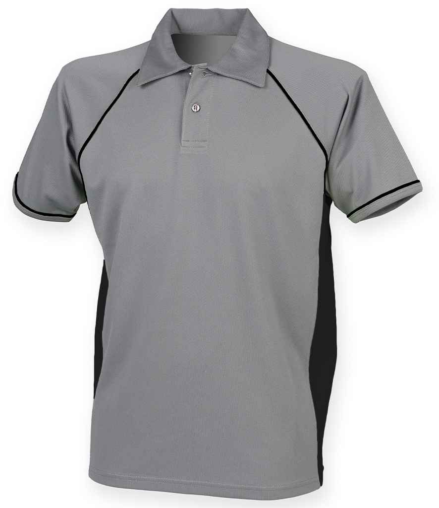Finden & Hales Finden + Hales Performance Piped Polo Shirt Grey/Black