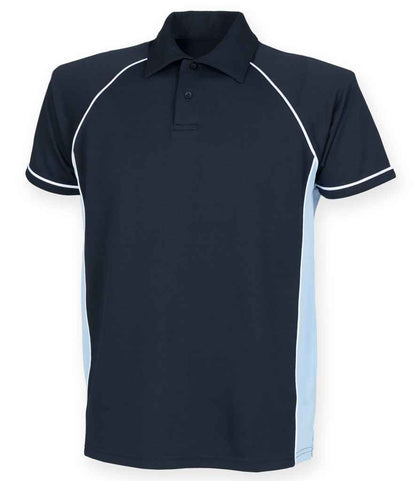 Finden & Hales Finden + Hales Performance Piped Polo Shirt Navy/Sky Blue/White