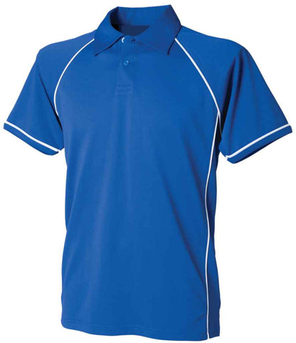 Finden & Hales Finden + Hales Performance Piped Polo Shirt Royal Blue/White