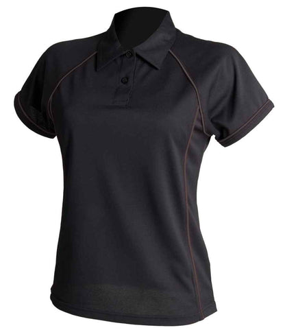 Finden & Hales Finden + Hales Ladies Performance Piped Polo Shirt Black/Black