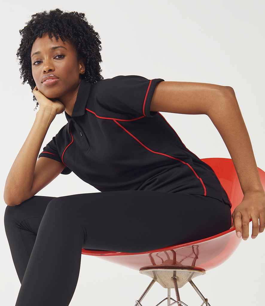 Finden + Hales Ladies Performance Piped Polo Shirt - model image