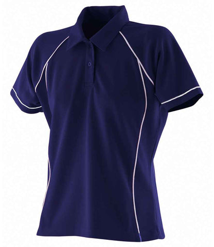 Finden & Hales Finden + Hales Ladies Performance Piped Polo Shirt Navy/White