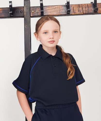 Finden & Hales Kids piped performance polo Black/White†