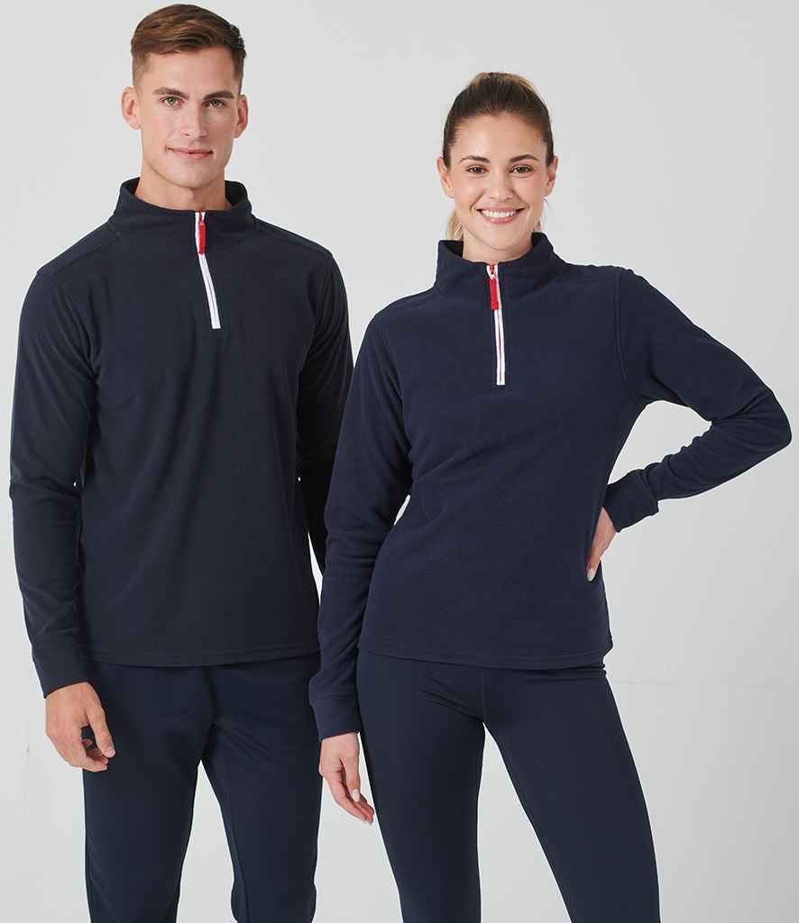 Finden & Hales Finden + Hales Zip Neck Piped Micro Fleece Navy/White