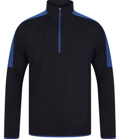 Finden + Hales Contrast Zip Neck Midlayer Top in Navy/Royal Blue