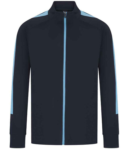 Finden + Hales Knitted Tracksuit Top in Navy/Sky blue