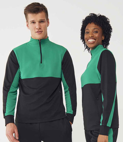 Finden & Hales Finden + Hales 1/4 Zip Tracksuit Top Black/Emerald