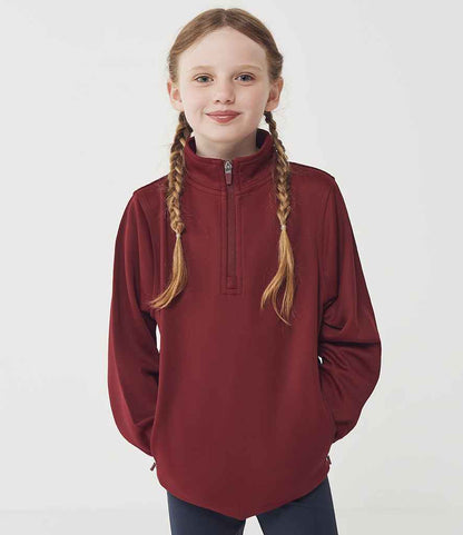 Finden & Hales Finden + Hales Kids 1/4 Zip Tracksuit Top Burgundy/Burgundy