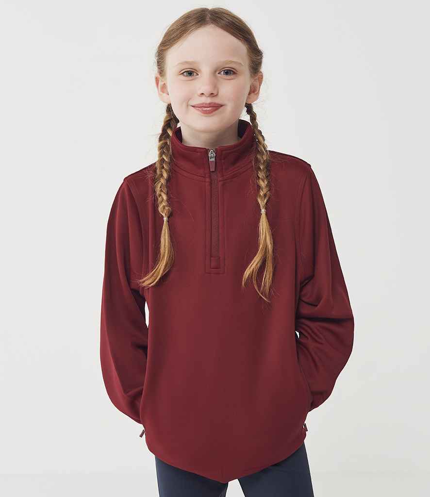 Finden & Hales Finden + Hales Kids 1/4 Zip Tracksuit Top Burgundy/Burgundy