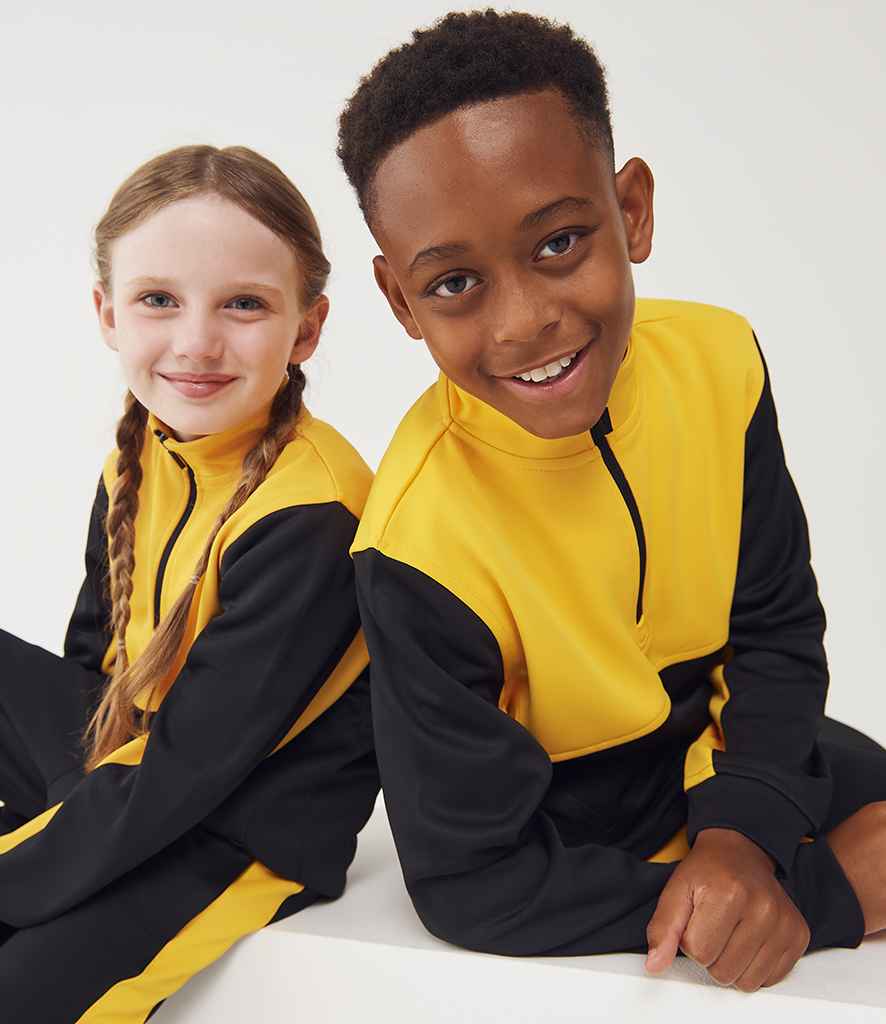 Finden & Hales Finden + Hales Kids 1/4 Zip Tracksuit Top Black/Gold