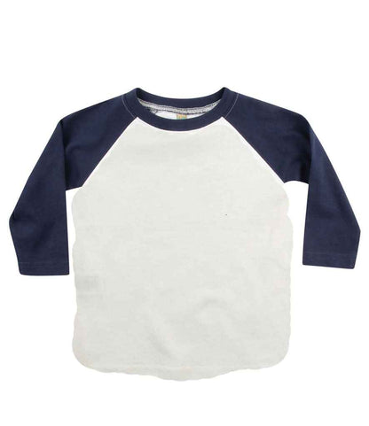 Larkwood Baby/Toddler Long Sleeve Baseball T-Shirt in White/Navy