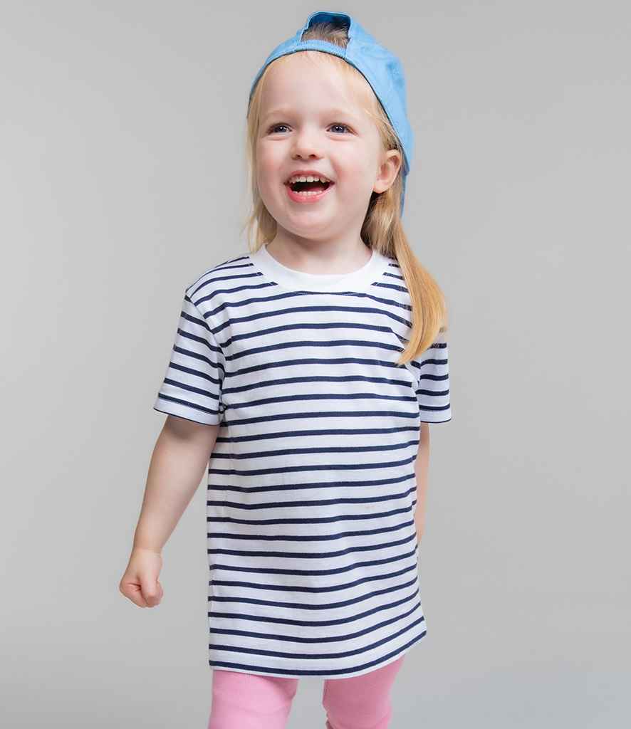 Larkwood Baby/Toddler Striped Crew Neck T-Shirt - White/Oxford Navy