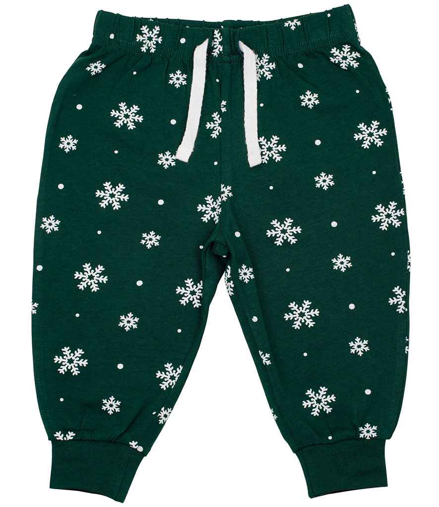 Larkwood Baby/Toddler Lounge Pants in Bottle Green/White Snowflakes