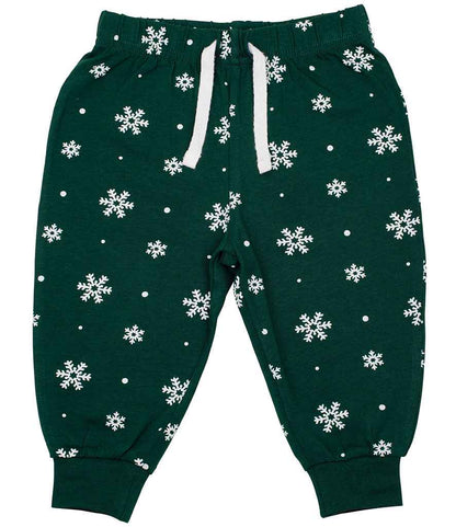 Larkwood Baby/Toddler Lounge Pants in Bottle Green/White Snowflakes