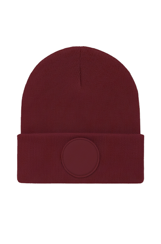 Uneek Circular Patch Beanie Maroon