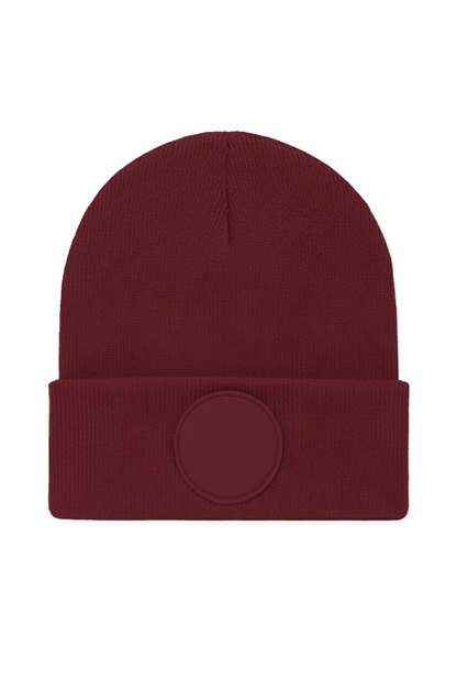 Uneek Circular Patch Beanie Maroon