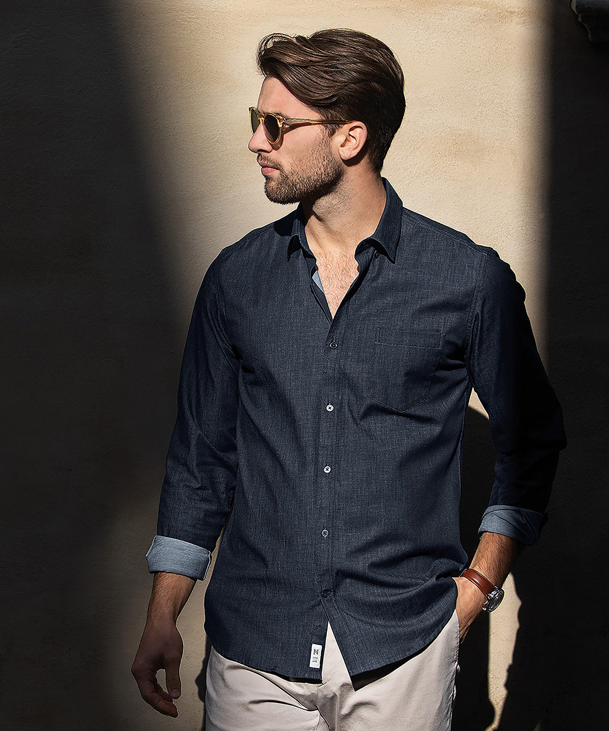 Nimbus Torrance modern fit – raw and stylish denim shirt Indigo Blue