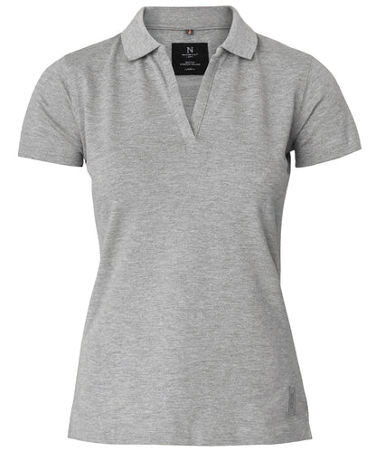 Nimbus Women’s Harvard v-neck – stretch deluxe polo Grey Melange