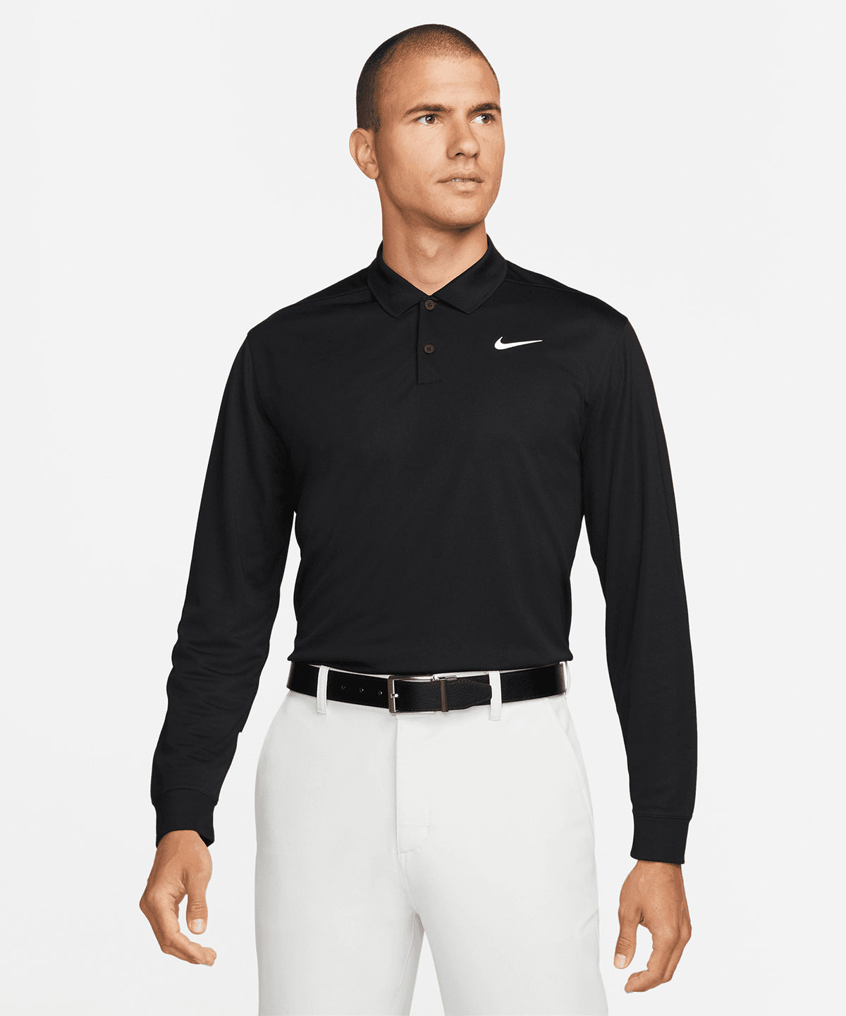 Nike Nike Dri-FIT Victory solid long sleeve polo Black/White