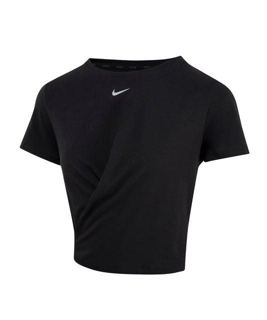 Nike Women’s Nike One Luxe Dri-FIT short sleeve standard twist top Black/Reflective Silver