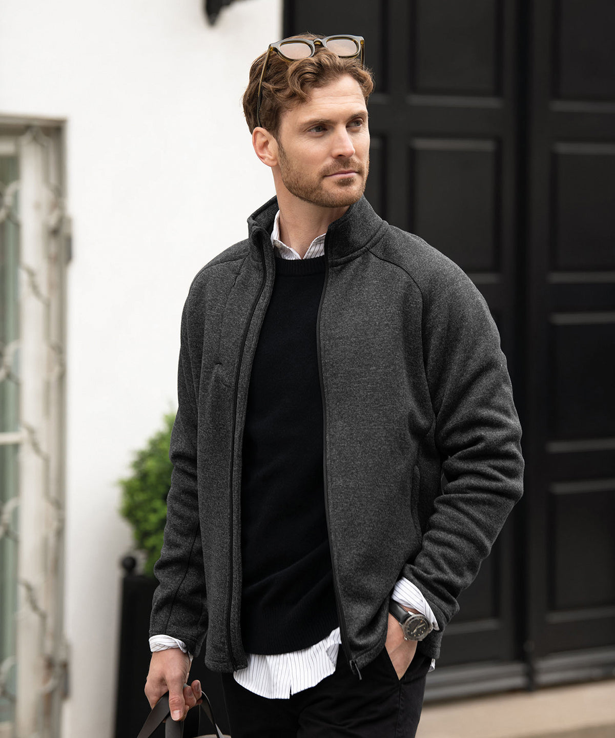 Nimbus Montana – knitted fleece jacket Dark Grey Melange