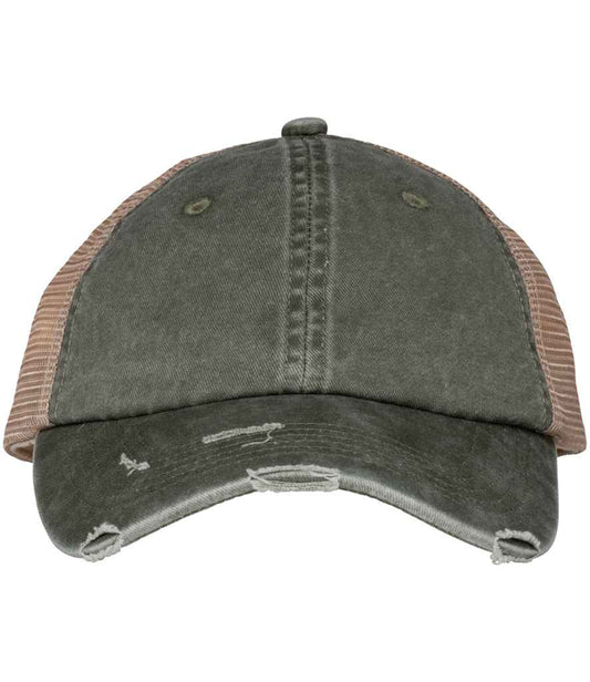 Native Spirit Washed Trucker Destroy Cap in Khaki/Beige