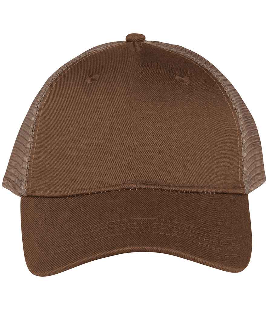 Native Spirit 5 Panel Trucker Cap in Dark Camel/Beige