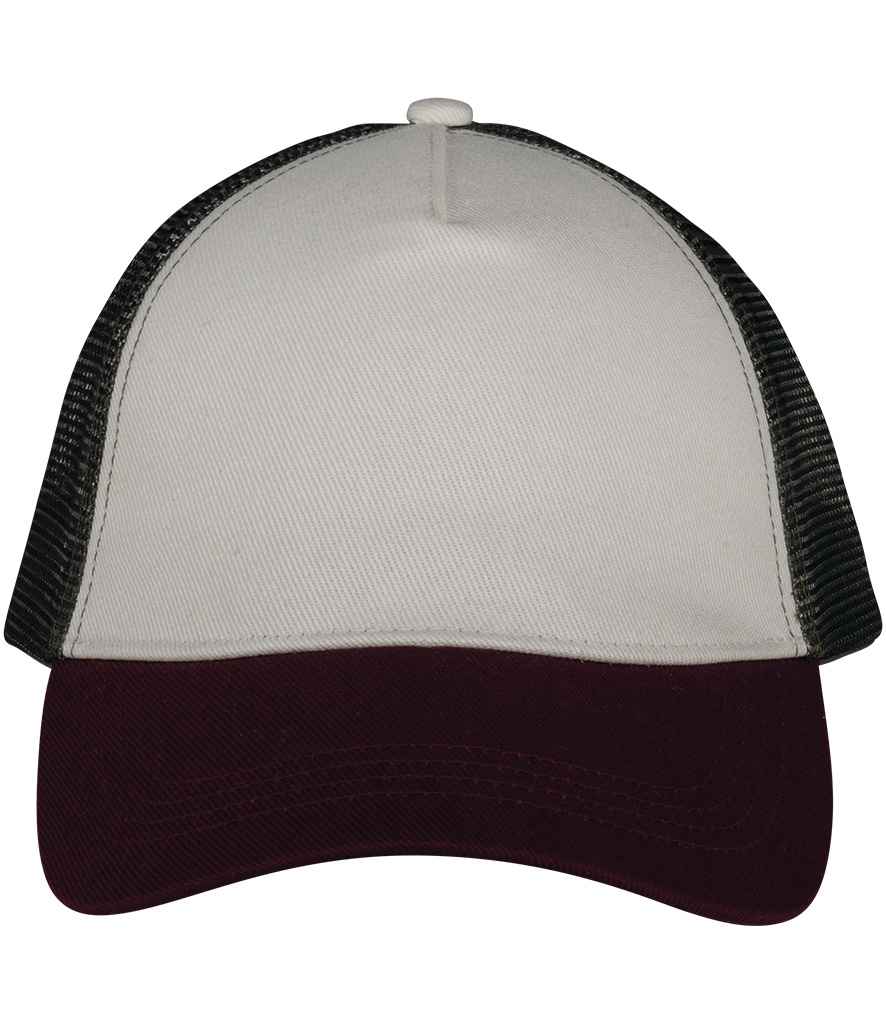 Native Spirit 5 Panel Trucker Cap in Ivory/Cherry/Khaki
