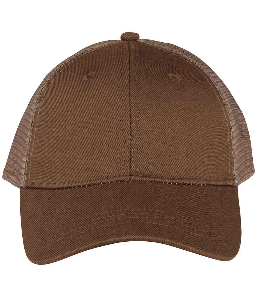 Native Spirit 6 Panel Trucker Cap in Dark Camel/Beige