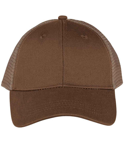 Native Spirit 6 Panel Trucker Cap in Dark Camel/Beige