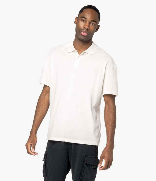 Native Spirit Drop Shoulder Piqué Polo Shirt - Ivory