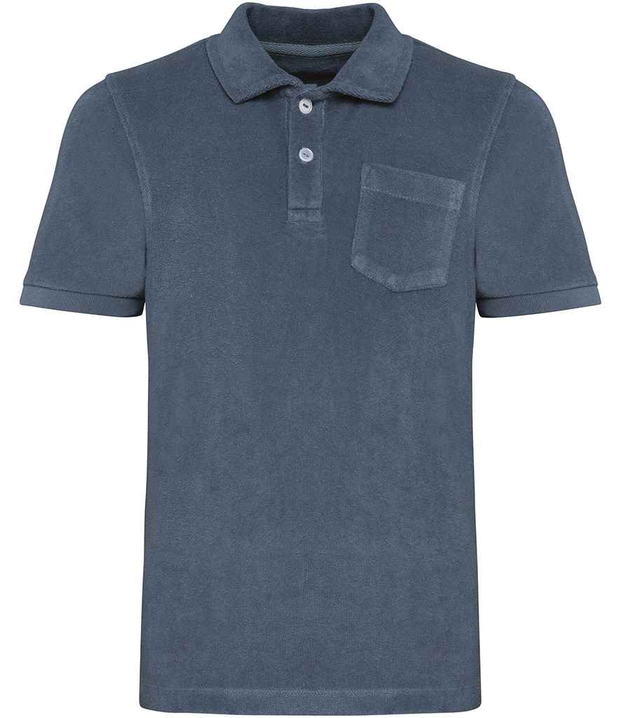 Native Spirit Kids Terry Towel Polo Shirt in Mineral Grey