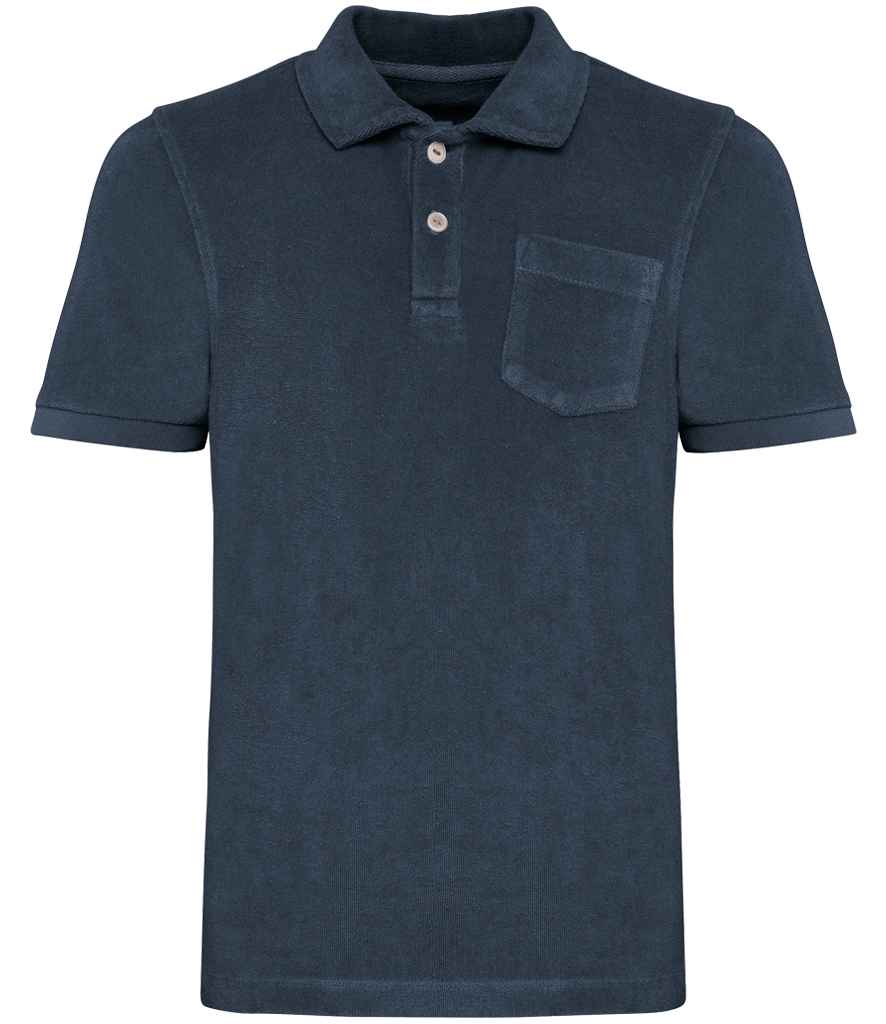 Native Spirit Kids Terry Towel Polo Shirt in Navy