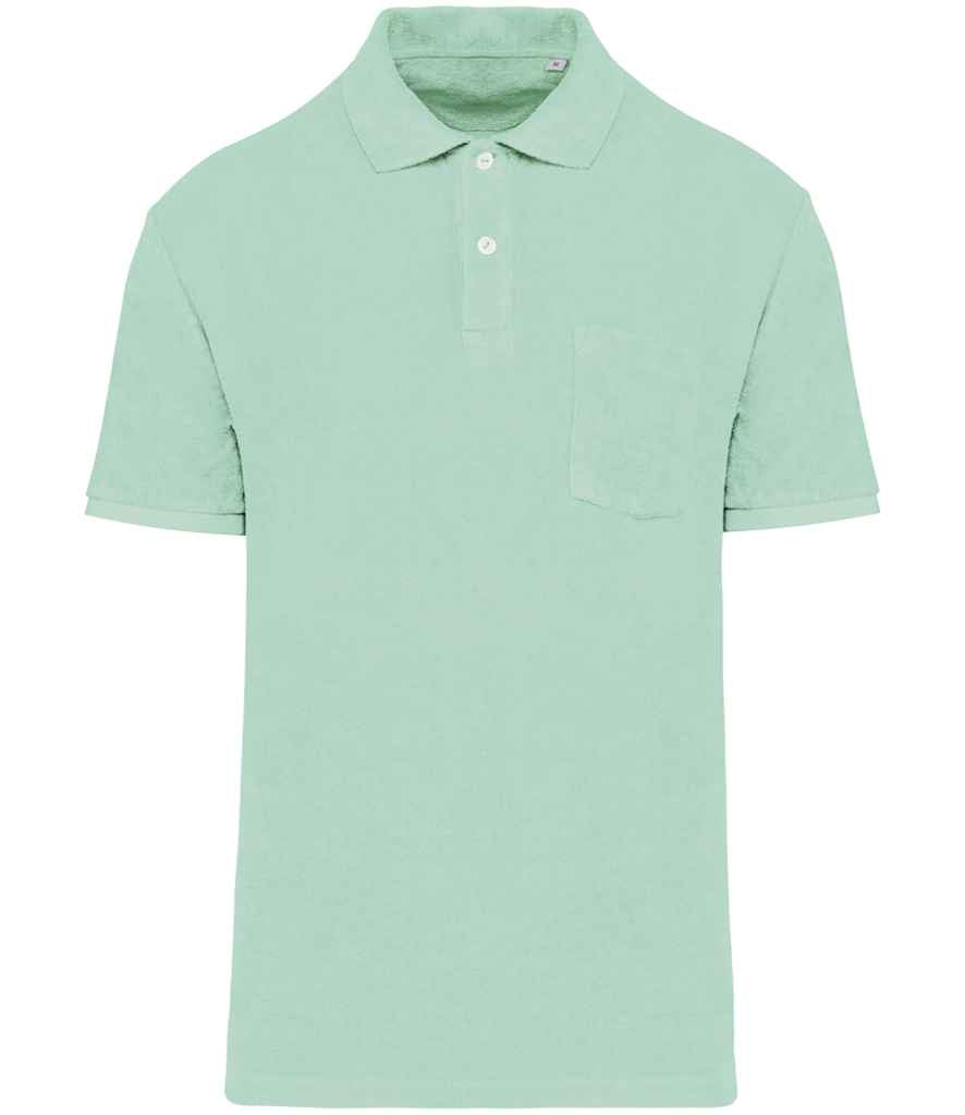 Native Spirit Terry Towel Polo Shirt in Brook Green