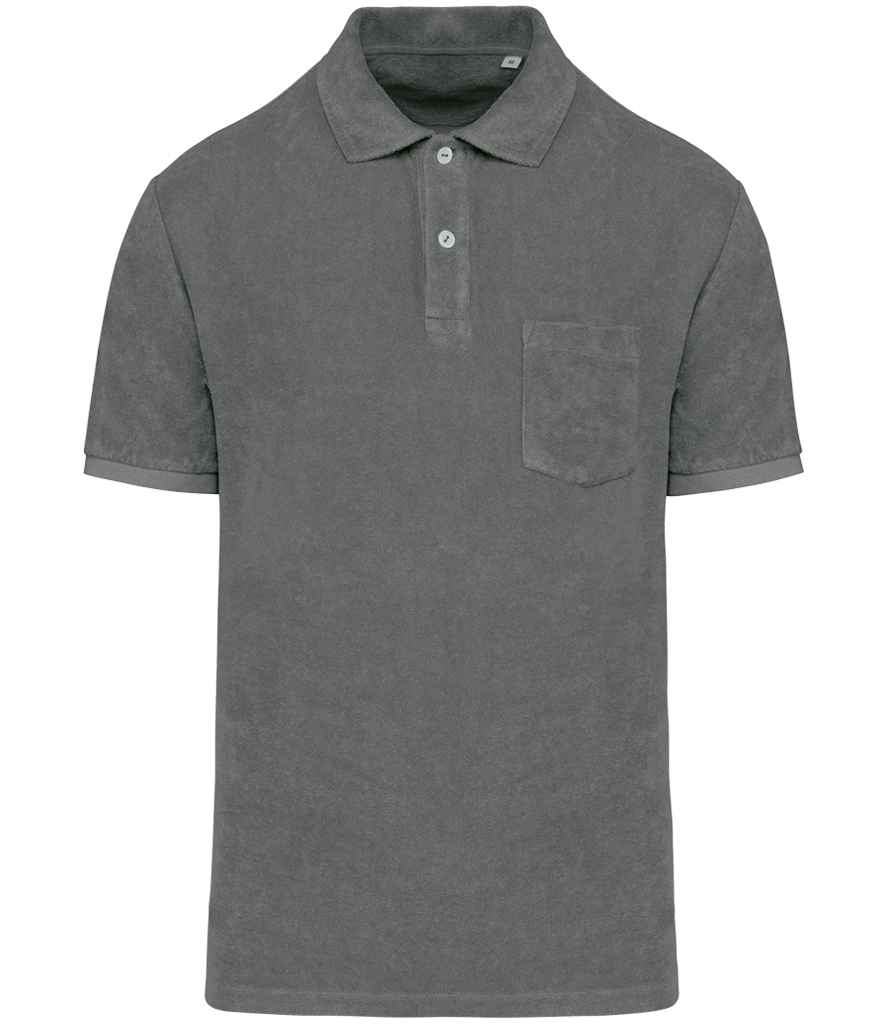 Native Spirit Terry Towel Polo Shirt in Iron Grey