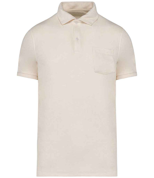 Native Spirit Terry Towel Polo Shirt in Ivory