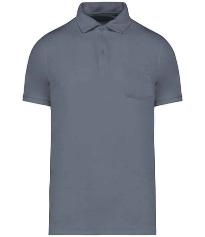 Native Spirit Terry Towel Polo Shirt in Mineral Grey
