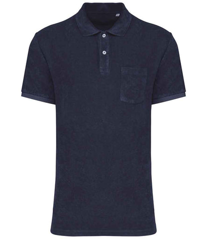 Native Spirit Terry Towel Polo Shirt in Navy