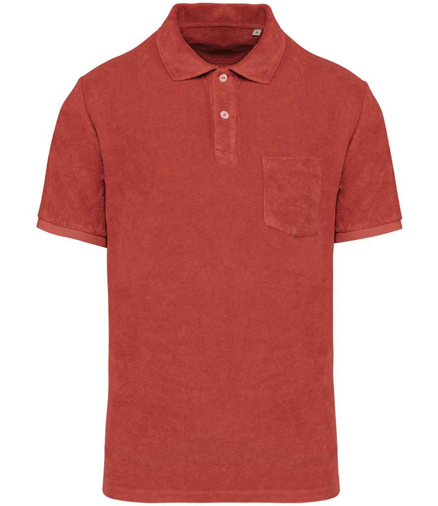 Native Spirit Terry Towel Polo Shirt in Paprika