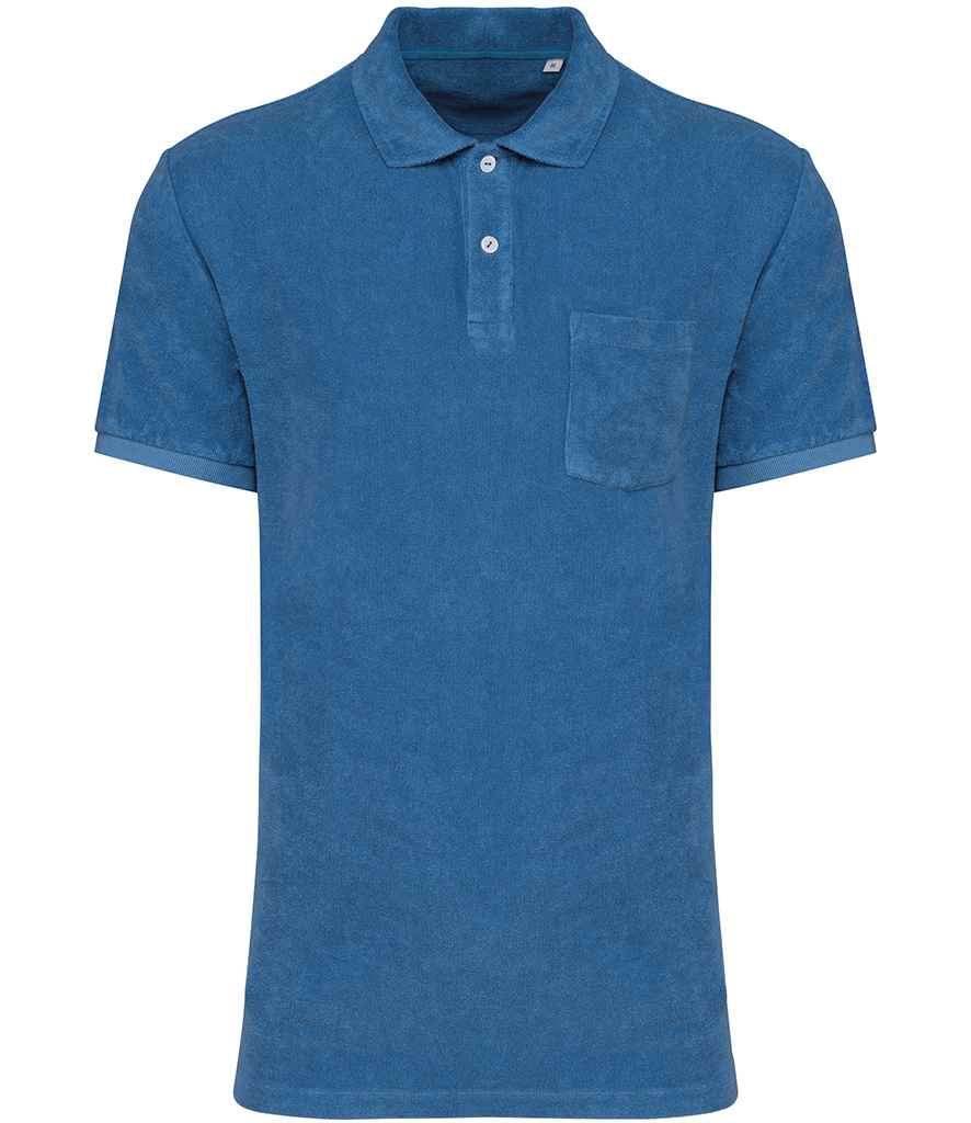 Native Spirit Terry Towel Polo Shirt in Riviera blue