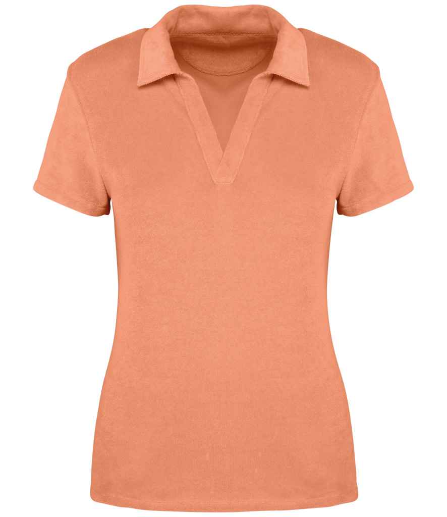 Native Spirit Ladies Terry Towel Polo Shirt in Apricot