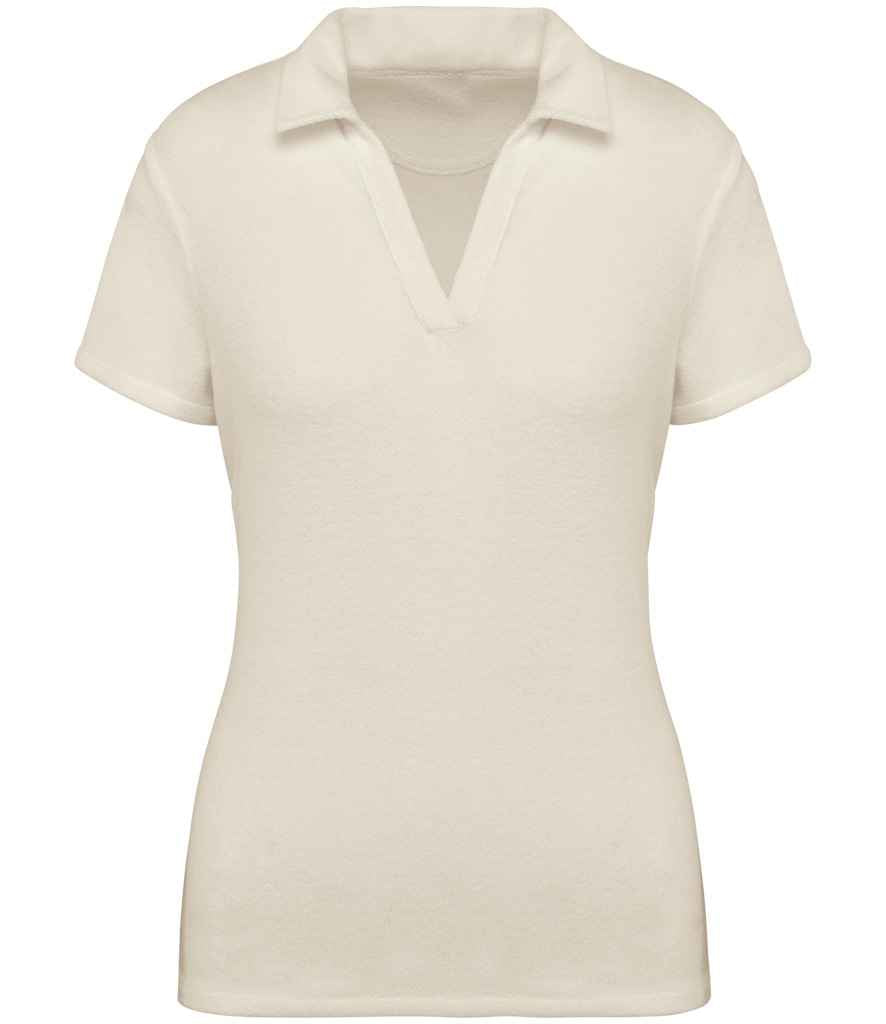 Native Spirit Ladies Terry Towel Polo Shirt in Ivory