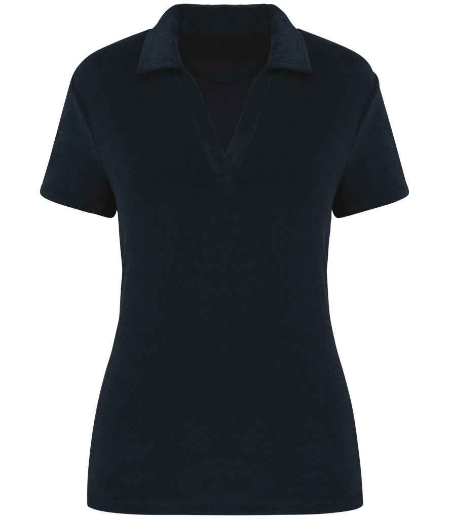 Native Spirit Ladies Terry Towel Polo Shirt in Navy