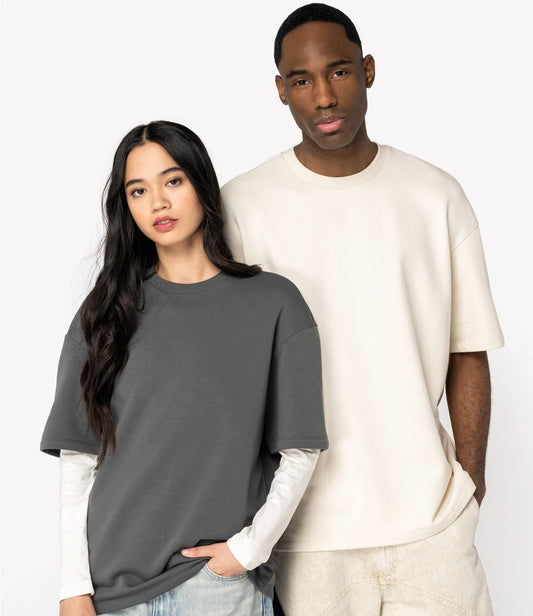 Native Spirit Unisex French Terry T-Shirt - Iron Grey - Model