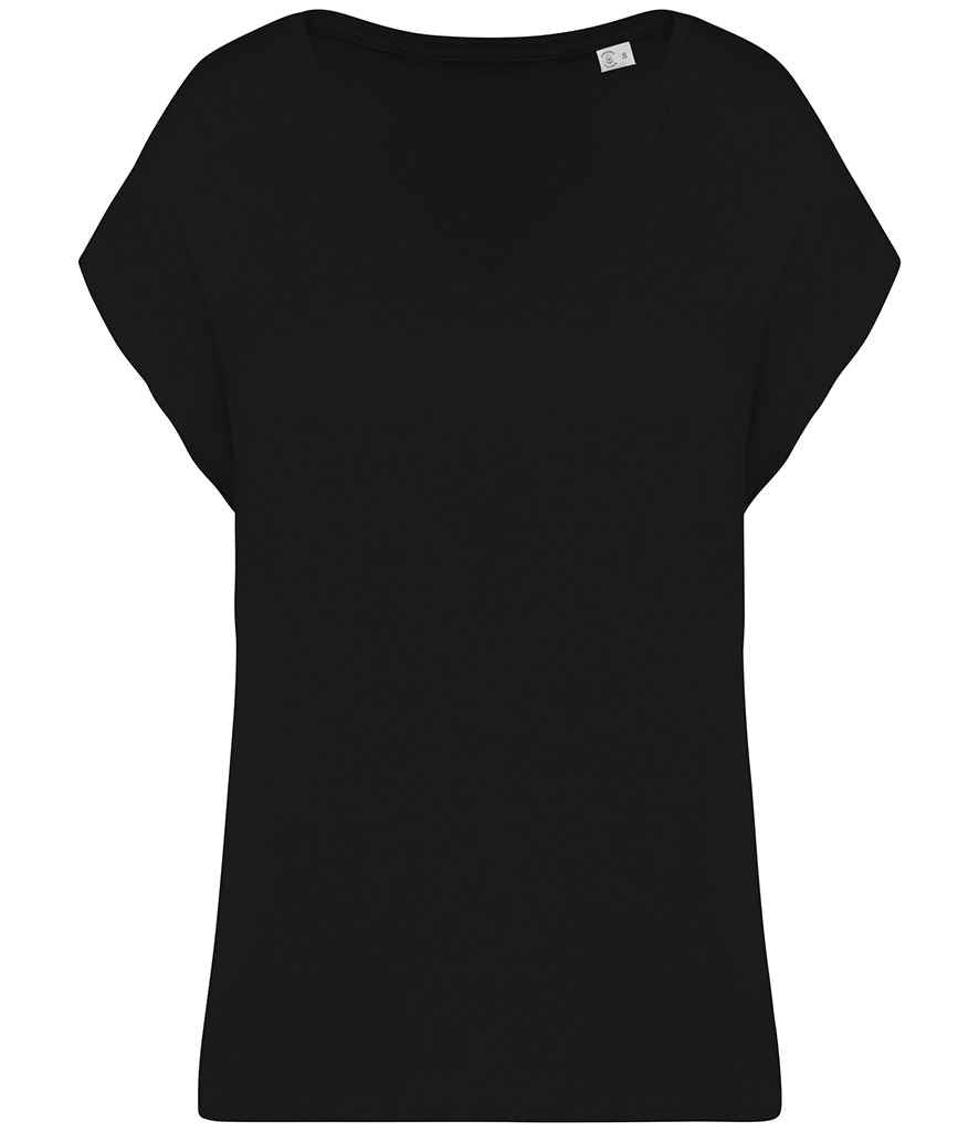 Native Spirit Ladies Oversized V Neck T-Shirt in Black